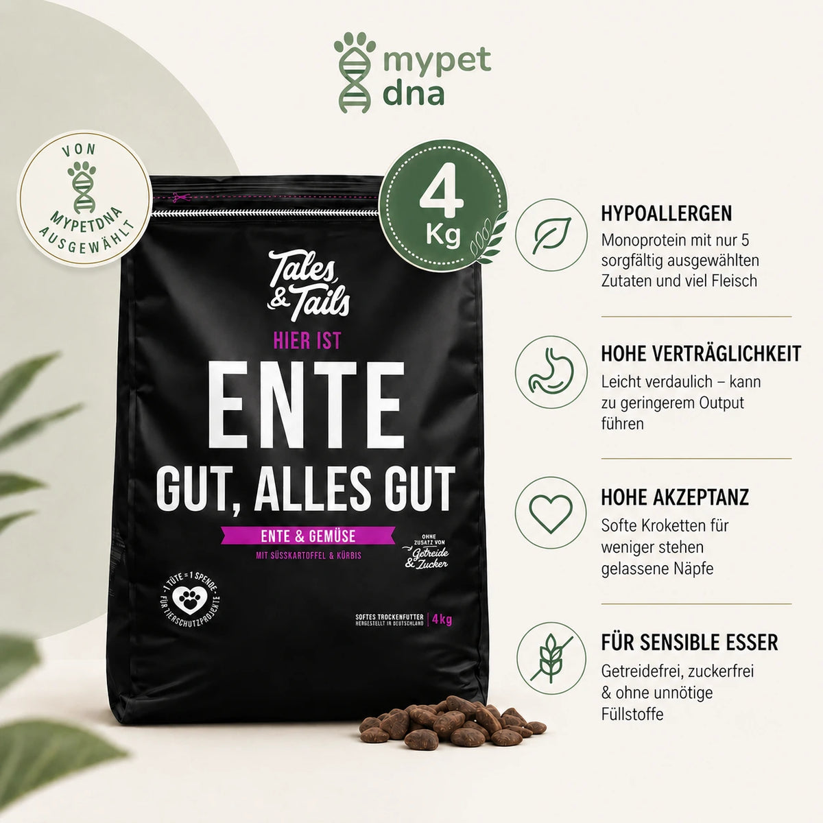 Hypoallergenes Hundefutter mit ENTE – Monoprotein | 4 kg