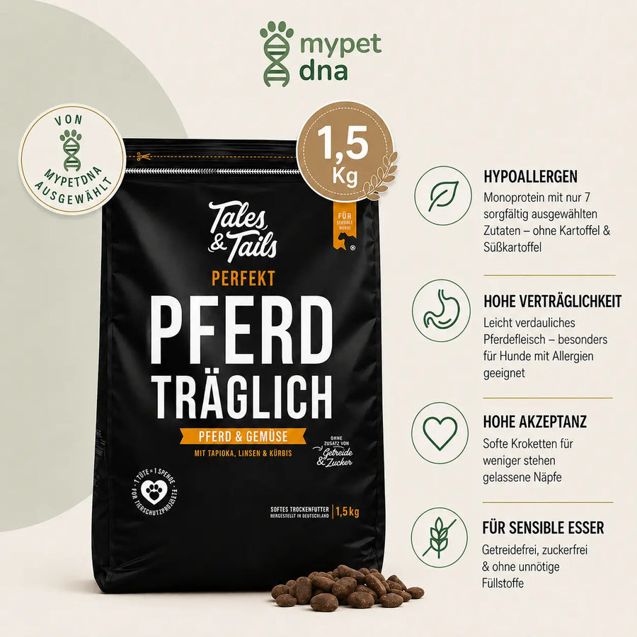 Hypoallergenes Hundefutter mit PFERD – Monoprotein | 1,5 kg
